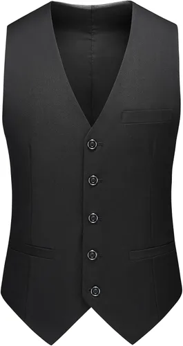 Vista 3 de MOGU Traje de vestir de 3 piezas para hombre, ajuste delgado, un botón, aberturas laterales, esmoquin