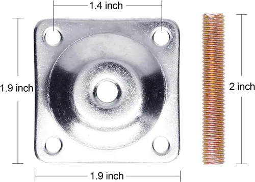Vista 4 de Placas de montaje de pata de mueble Anwenk, placas de fijación de patas de muebles de fuerza industrial T-Plate 5/16" (M8) patas de sofá con pernos