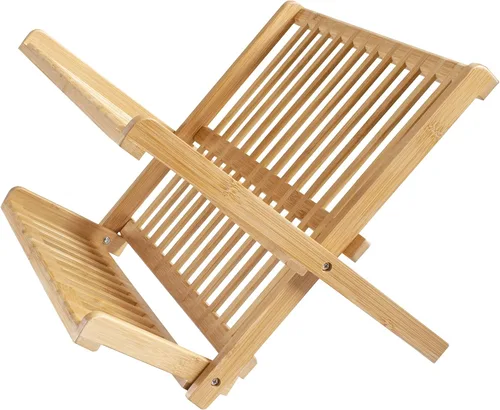 Vista 8 de Secaplatos plegable, capacidad para máximo almacenaje, hermoso y duradero, de bambú, extragrande, 19x 18 x 10 pulgadas, de Totally Bamboo