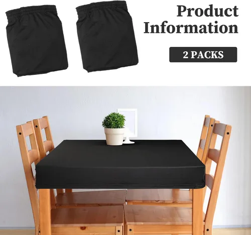 Vista 2 de Tegeme Paquete de 2 manteles cuadrados ajustables con elástico de 34 x 34 pulgadas, manteles pequeños de elastano elásticos plegables y lavables