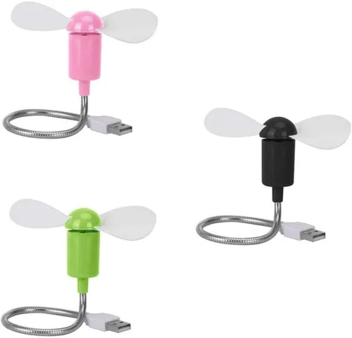 Vista 3 de Mini ventilador de refrigeración móvil alimentado por USB, soplador de aire flexible de cuello de ganso para computadora de escritorio, computadora