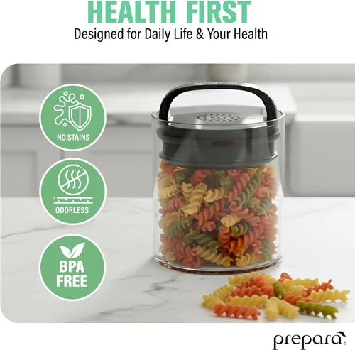 Vista 5 de Prepara Evak Fresh Saver - Pantalón corto pequeño, mango negro transparente, juego de 2