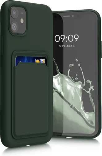 Vista 16 de kwmobile Funda compatible con Apple iPhone 11, funda de TPU con tarjetero de crédito, color amarillo radiante