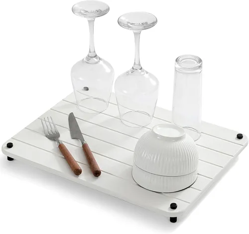 Vista 15 de Organizador de Fregadero de Cocina, Bandeja de Piedra Absorbente de Agua para Fregadero, Bandeja de Encimera de Baño de Diatomita, Protector