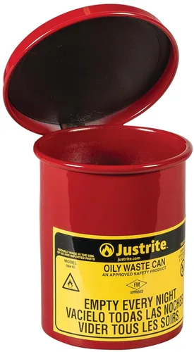 Vista 20 de Justrite Recipiente para desechos aceitosos de acero galvanizado de 10 galones, recipiente de seguridad metálico para trapos con aceite de 18 x 14