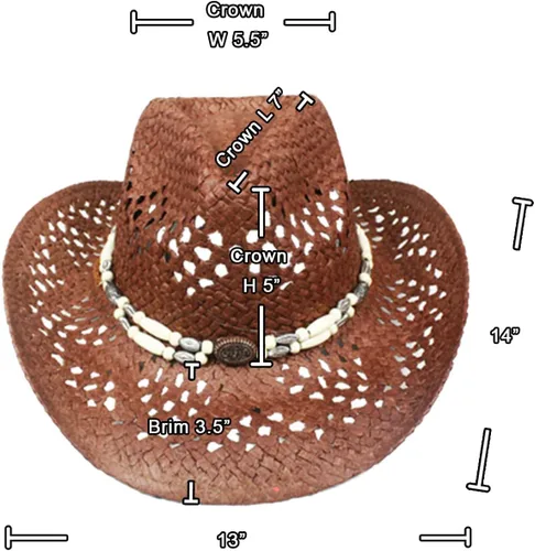 Vista 4 de Sombrero de vaquero de paja para hombres y mujeres, sombrero de sol Sombreros Vagueros Classic Western Accents Sombreros