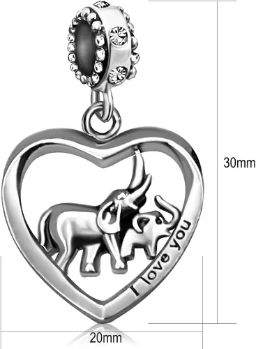 Vista 2 de JMQJewelry Elefante mamá corazón amor bebé piedra natal colgante colgante colgante para pulseras hija, abuela, mamá, papá, esposa, marido, San