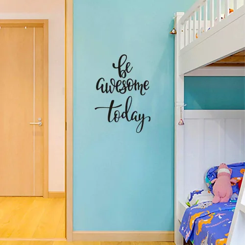 Vista 5 de Calcomanía de pared con texto en inglés «Be Awesome Today», calcomanías de vinilo para pared con letras inglesas, impresiones extraíbles, arte