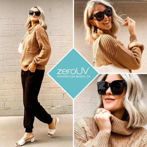 Vista 6 de zeroUV - Gafas de sol cuadradas retro de moda de gran tamaño para mujer estilo vintage 1969pulgadas