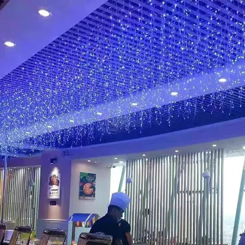 Vista 4 de GTSYDING - Luces LED de carámbano, 13 pies, 96 luces LED, 8 modos, cortina de ventana extensible, hada, Navidad, techo, colgante, luz parpadeante