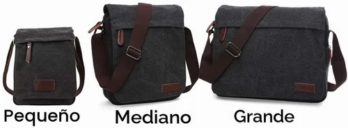 Vista 4 de Sechunk Vintage Canvas Messenger Cross body bag Shoulder bag L_negro