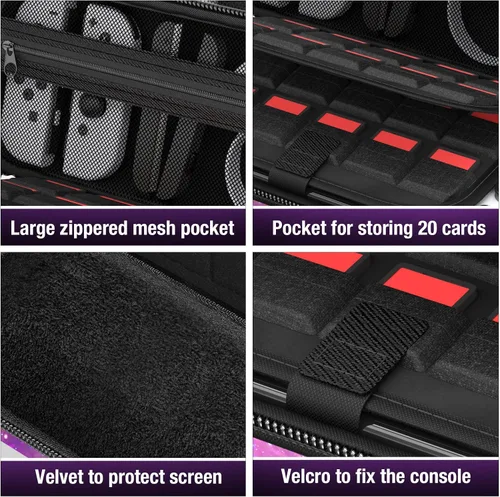 Vista 7 de Funda para Switch compatible con Nintendo Switch OLEDSwitch Console, carcasa rígida protectora portátil, funda de transporte para interruptor