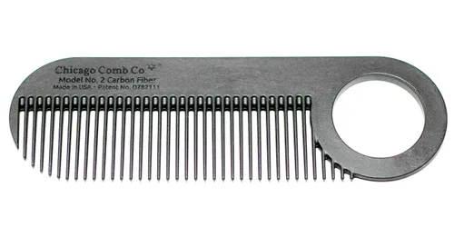Vista 6 de Chicago Comb Fibra de carbono No. 2 + funda de cuero Horween negra, fabricada en Estados Unidos