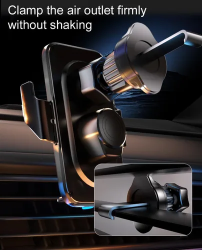 Vista 7 de Cargador inalámbrico transparente con sensor inteligente de 15 W, soporte para teléfono de ventilación de aire del automóvil, carga rápida QC