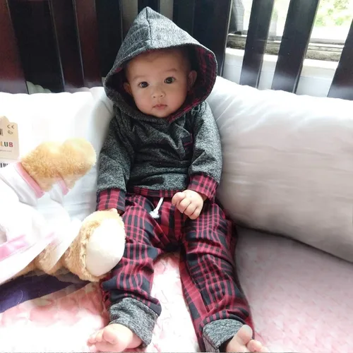 Vista 3 de Conjunto de ropa para bebé y niño recién nacido, manga larga, sudadera con capucha, pantalones, otoño e invierno