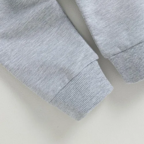 Vista 45 de Conjunto de 2 piezas de ropa para bebé y niño, sudadera con cuello redondo con letras y pantalones casuales de otoño e invierno B Negro-marrón