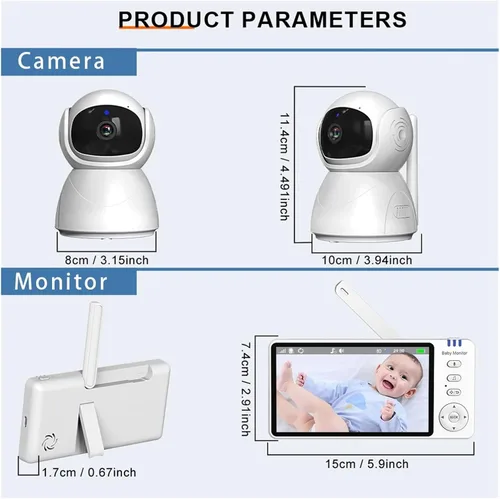 Vista 7 de 5 cámara inalámbrica de la niñera del monitor del bebé del Con 2 cables USB