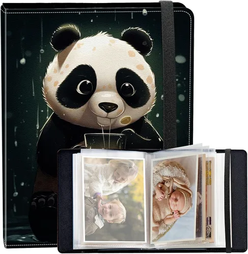 Vista 26 de Álbum de fotos de 3.5 x 5 pulgadas, cubierta de piel sintética de pequeña capacidad, mini álbum de fotos de águila americana de 3.5 x 5 con banda