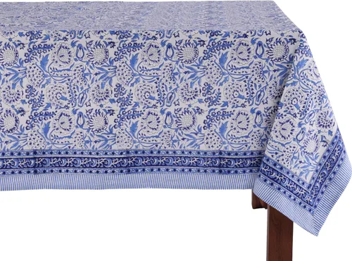 Vista 15 de ATOSII Amalfi - Mantel redondo de verano 100% algodón, estampado en bloques, para comedor, bodas, exteriores, fiestas, I Grand Millenial Farmhouse