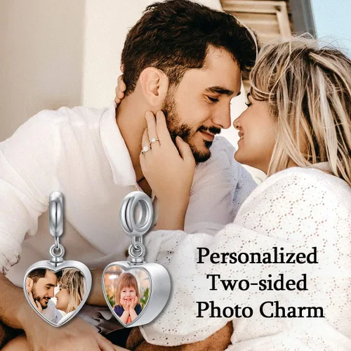 Vista 5 de Abalorio personalizado de urna de cremación con diseño de corazón para cenizas, plata de ley 925, 2 imágenes, cuentas para pulsera de serpiente