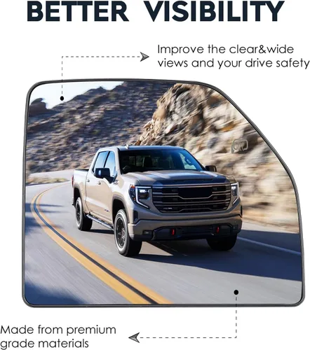 Vista 3 de Espejo superior derecho del pasajero con ajuste calefactable para Ford F-150 Pickup Truck 2015-2020, para F-250 / F-350 Super Duty 2017-2020