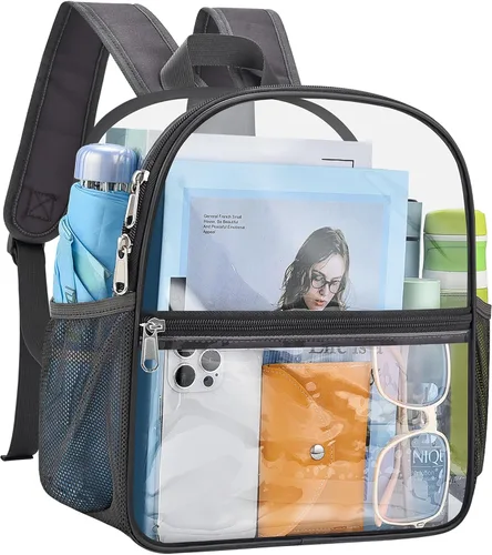 Vista 25 de Mochila transparente USPECLARE aprobada para estadio 12×6×12, Bolso transparente resistente al agua para eventos de estadio, conciertos, trabajo