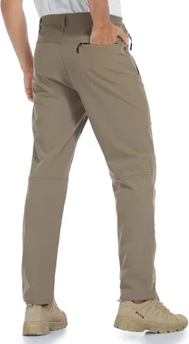Vista 3 de GAXIDES Mens Snow Ski Waterproof Insulated Softshell Snowboard Pants Outdoor Hiking Fleece Lined