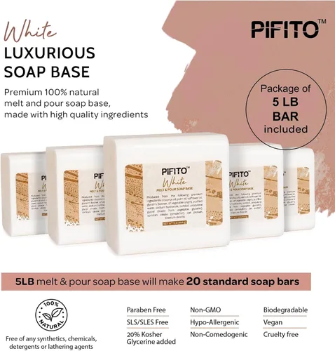 Vista 2 de pifito Premium White Melt Making Jabón de manos y Vierta Base – Base de verduras Glycerin naturales de jabón – Excelente Suministros