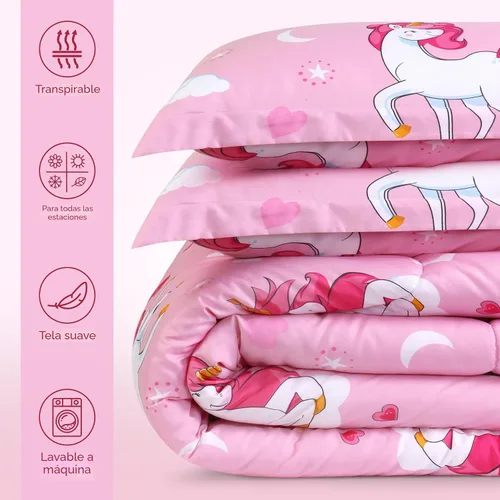 Vista 2 de Utopia Bedding - Juego de edredón de unicornio para todas las estaciones con 2 fundas de almohada, juego de cama de 3 piezas de microfibra cepillada