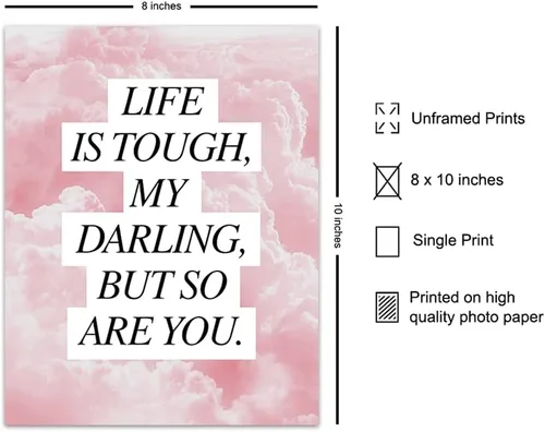 Vista 2 de La vida es dura, pero tú también lo eres - Regalos de aliento para mujeres - Decoración de pared con citas inspiradoras y positivas - Arte de pared