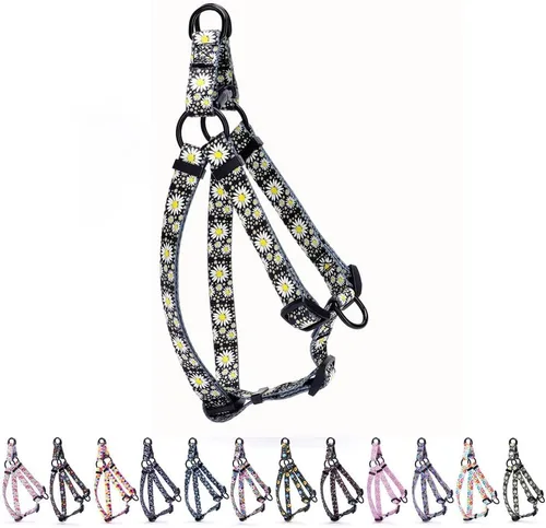 Vista 12 de Arnés para perro hembra, bonito patrón geométrico de triángulos geométricos, hebilla de liberación rápida, cuello halter ajustable para perros
