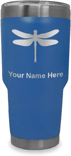 Vista 21 de LaserGram Vaso aislado al vacío de 20 onzas, libélula, grabado personalizado incluido (negro)