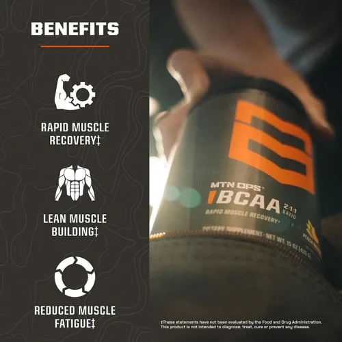 Vista 3 de MTN OPS BCAA Powder - Suplemento en polvo de aminoácidos 2:1:1 para una rápida recuperación muscular y reparación sin azúcar ni gluten, 30