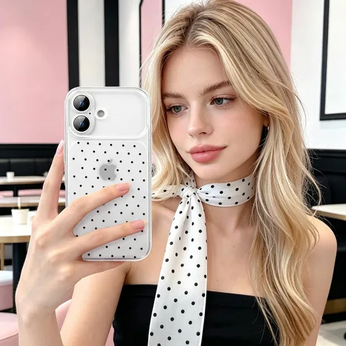 Vista 7 de NITITOP Funda para iPhone 17, diseño de lunares transparentes, color negro