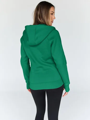 Vista 32 de Trendy Queen Sudaderas con capucha y cremallera para mujer, chaquetas de vellón, talla extragrande, moda de otoño e invierno