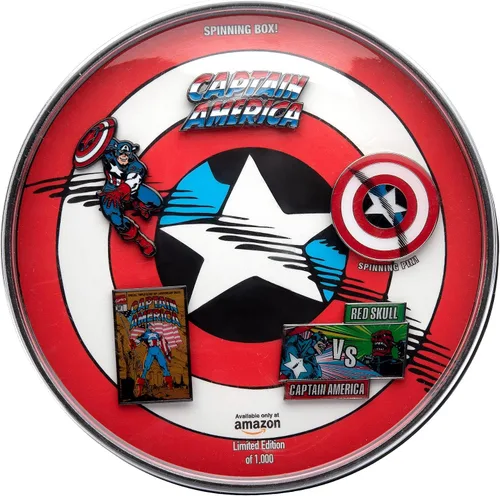 Vista 24 de Marvel Studios: The Falcon y The Winter Soldier - Juego de 5 pines de solapa con base de metal y esmalte con caja circular de 6.3 pulgadas