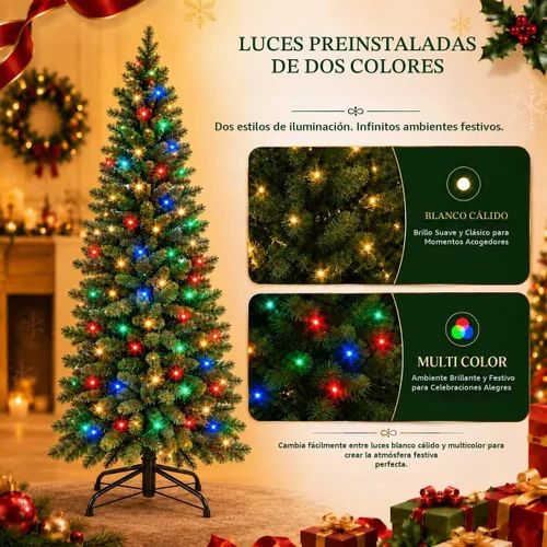 Vista 3 de GarveeLife Árbol de Navidad artificial preiluminado de 6 pies, luces de Ramas mixtas de HC-PVC, fácil configuración de sección, forma lista