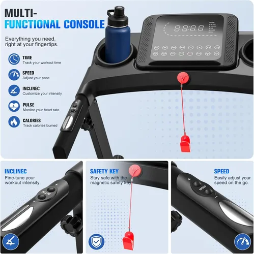 Vista 6 de Treadmill for Home with 20% Auto Incline, Walking Pad with Handle Bar
