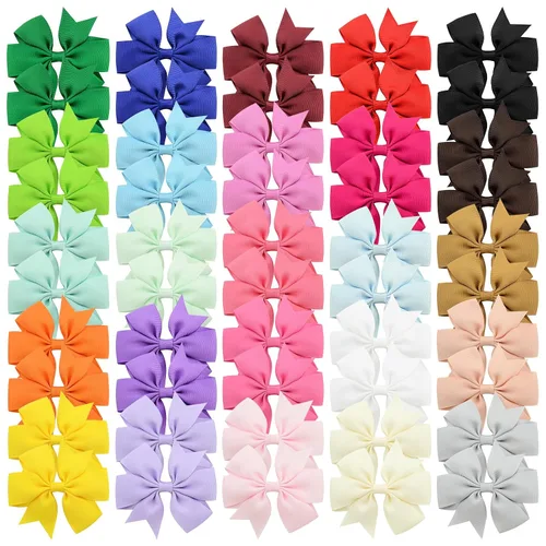 Vista 8 de Choicbaby Lazos para el cabello de 3 pulgadas para niñas, cinta de grogrén, accesorios para el cabello con lazo de clip de cocodrilo para niñas