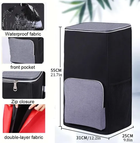Vista 2 de Bolsa de repuesto para carrito de compras, bolsa de repuesto impermeable para carrito, con bolsillos laterales y bolsillo frontal, bolsa