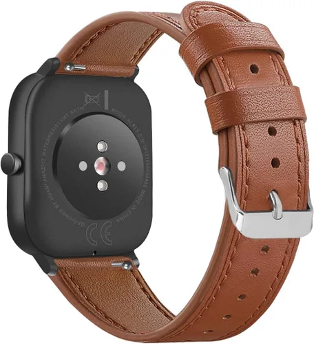 Vista 2 de Correa de reloj de cuero compatible con Amazfit Active 2/GTS 4 4mini 3 2 2e 2 mini >R 1.654 in y Bip 3/Bip 3 Pro/Bip U Pro/Bip/Bip Lite/Bip S/Bip S