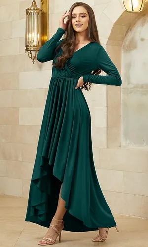 Vista 4 de KOH KOH Vestido de cóctel formal de otoño e invierno con abertura para mujer