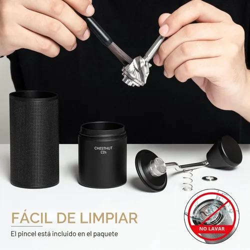Vista 3 de Timmore Castaño C2S - Molinillo de café manual de 25 g con rebaba cónica de acero inoxidable CNC, ajuste interno ajustable, posicionamiento de doble
