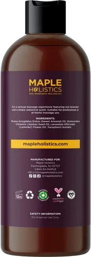 Vista 4 de Maple Holistics Kit de aceite de masaje – Aceite de lavanda de aromaterapia de 16 onzas líquidas para parejas más aceite de celulitis con aceites