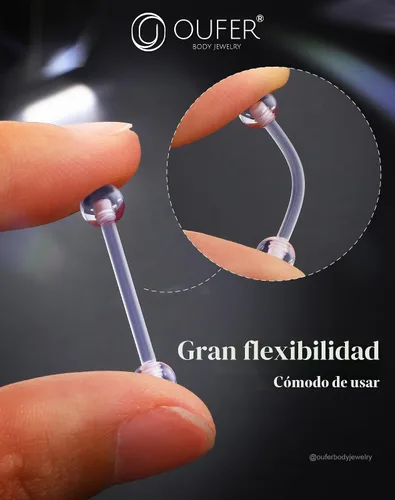 Vista 5 de OUFER 3 piezas de joyería de hélice de plástico, retenedor de piercing de labios transparente para cirugía, lindos anillos de labios