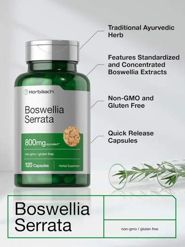 Vista 4 de Horbäach Boswellia Serrata - Cápsulas de extracto 120 unidades Suplemento de hierbas Sin OMG, sin gluten