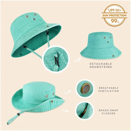 Vista 14 de CHOK.LIDS Sombrero clásico de algodón de ala ancha con cuerda ajustable unisex sombrero de sol ligero para viajes al aire libre