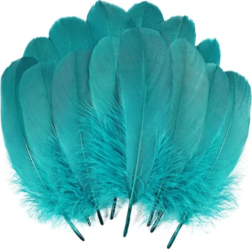 Vista 11 de THARAHT 120 plumas de ganso azul aguamarina naturales a granel de 6-8 pulgadas 5.9-7.9 in para manualidades, bricolaje, cosplay, boda, fiesta