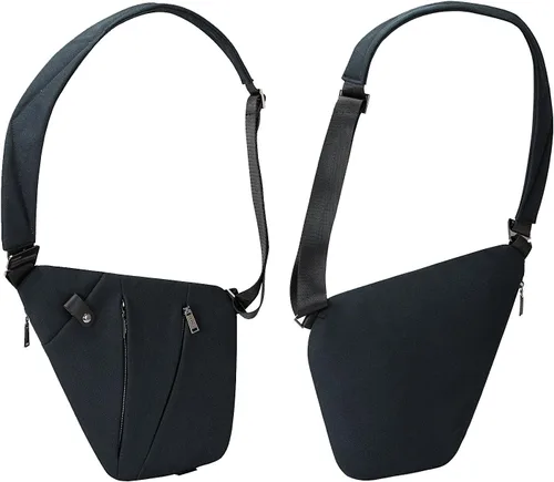 Vista 2 de Bolso bandolera con hombros en el pecho, bolsas cruzadas para hombres y niños, viajes al aire libre (negro)