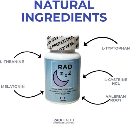 Vista 6 de Rad ZZZ - Pastillas naturales para ayudar al sueño, 60 cápsulas Promueve un sueño reparador Fabricado en Estados Unidos